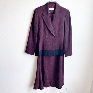 Ivan Grundahl suit set maroon black embossed skirt suit size small